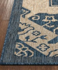 Well Woven Bloome Medallion Indoor Outdoor Blue Flatweave Rug
