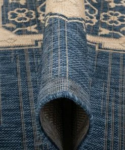 Well Woven Bloome Medallion Indoor Outdoor Blue Flatweave Rug