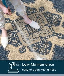 Well Woven Bloome Medallion Indoor Outdoor Blue Flatweave Rug