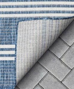 Well Woven Catalina Modern Stripes Indoor/Outdoor Blue Flat-Weave Rug
