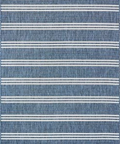 Well Woven Catalina Modern Stripes Indoor/Outdoor Blue Flat-Weave Rug