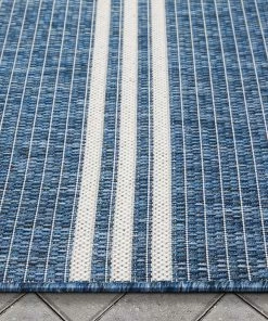 Well Woven Catalina Modern Stripes Indoor/Outdoor Blue Flat-Weave Rug