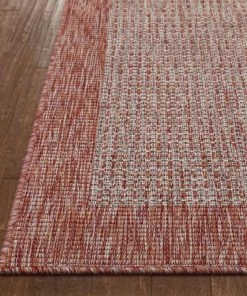 Well Woven Odin Solid & Striped Border Indoor Outdoor Coral Flatweave Rug 22 Well Woven Odin Solid & Striped Border Indoor Outdoor Coral Flatweave Rug
