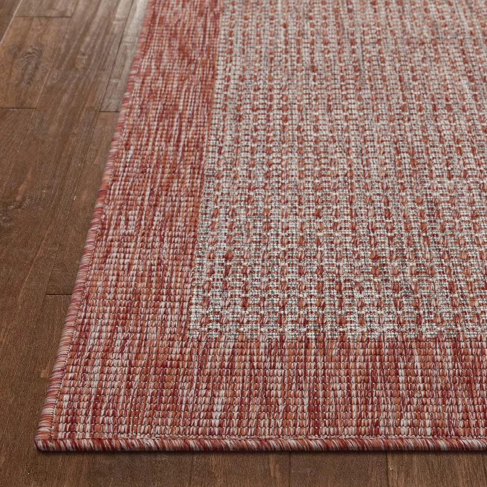 Well Woven Odin Solid & Striped Border Indoor Outdoor Coral Flatweave Rug 9 Well Woven Odin Solid & Striped Border Indoor Outdoor Coral Flatweave Rug