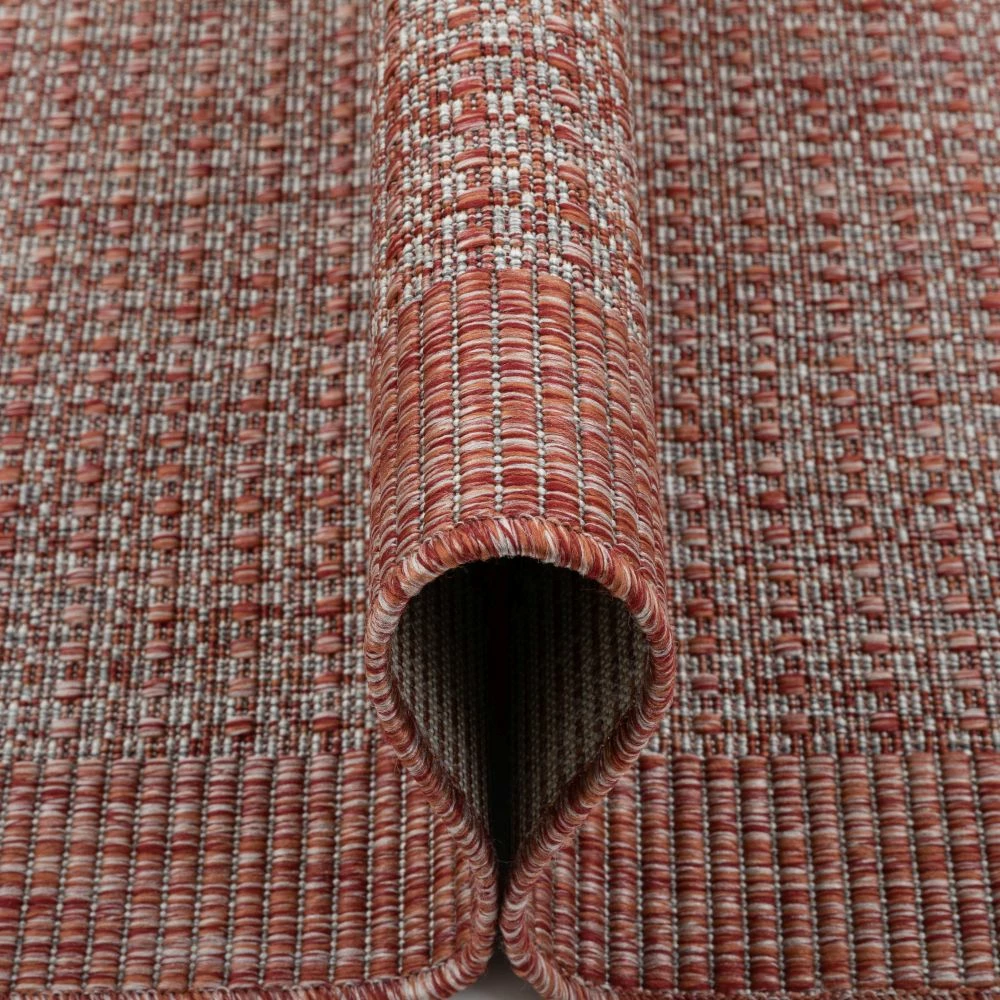 Well Woven Odin Solid & Striped Border Indoor Outdoor Coral Flatweave Rug 10 Well Woven Odin Solid & Striped Border Indoor Outdoor Coral Flatweave Rug