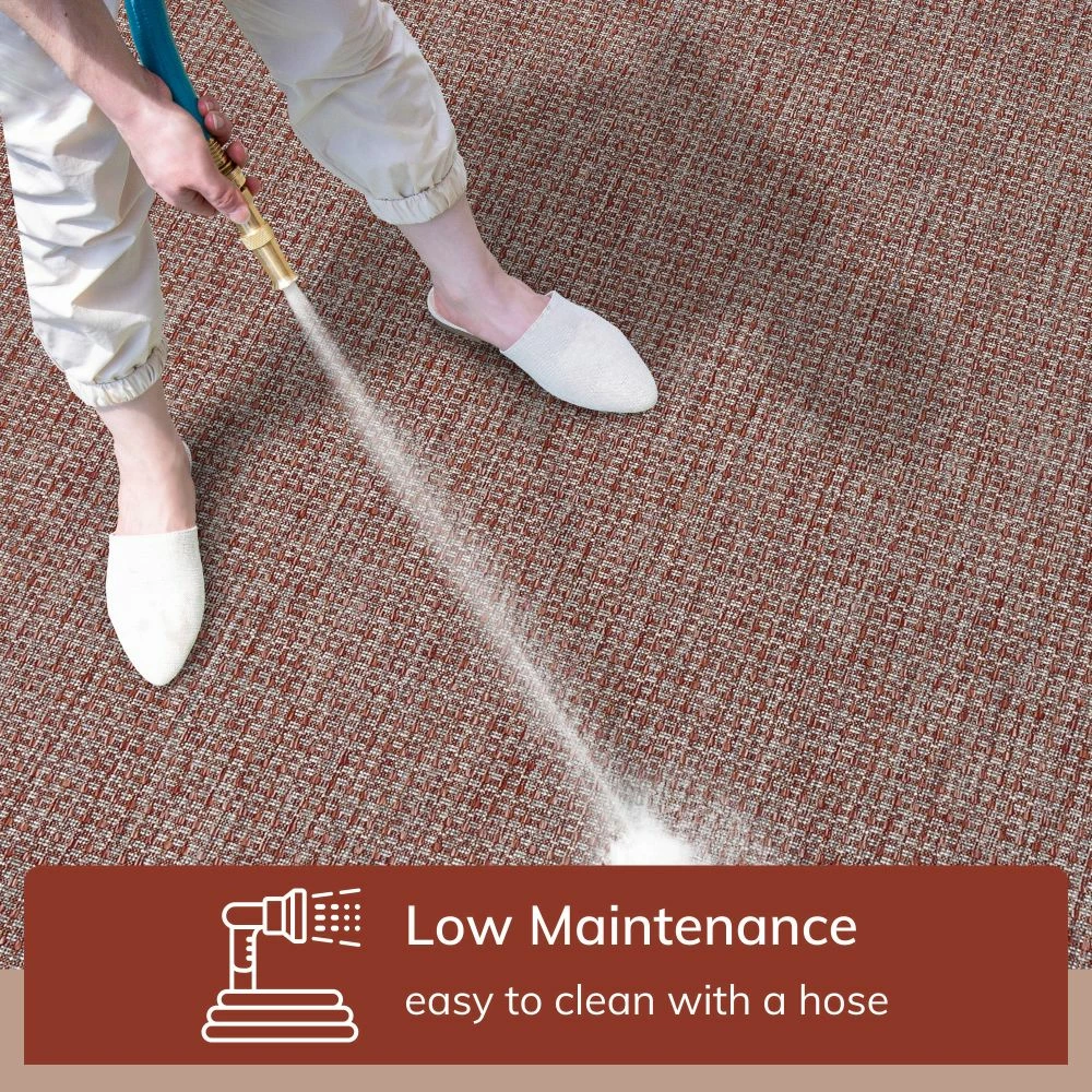 Well Woven Odin Solid & Striped Border Indoor Outdoor Coral Flatweave Rug 2 Well Woven Odin Solid & Striped Border Indoor Outdoor Coral Flatweave Rug