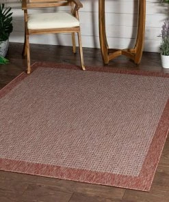Well Woven Odin Solid & Striped Border Indoor Outdoor Coral Flatweave Rug 21 Well Woven Odin Solid & Striped Border Indoor Outdoor Coral Flatweave Rug
