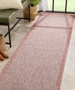 Well Woven Odin Solid & Striped Border Indoor Outdoor Coral Flatweave Rug 26 Well Woven Odin Solid & Striped Border Indoor Outdoor Coral Flatweave Rug