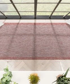 Well Woven Odin Solid & Striped Border Indoor Outdoor Coral Flatweave Rug 27 Well Woven Odin Solid & Striped Border Indoor Outdoor Coral Flatweave Rug