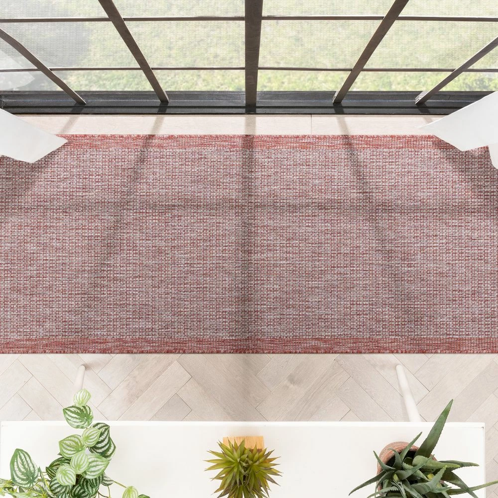 Well Woven Odin Solid & Striped Border Indoor Outdoor Coral Flatweave Rug 14 Well Woven Odin Solid & Striped Border Indoor Outdoor Coral Flatweave Rug