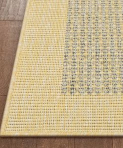 Well Woven Odin Solid & Striped Border Indoor Outdoor Yellow Flatweave Rug