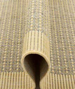 Well Woven Odin Solid & Striped Border Indoor Outdoor Yellow Flatweave Rug