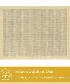 Well Woven Odin Solid & Striped Border Indoor Outdoor Yellow Flatweave Rug