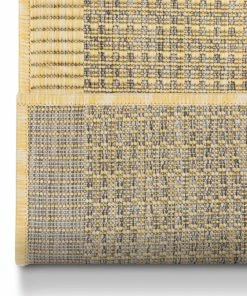 Well Woven Moroccan Odin Custom Size Indoor/Outdoor Runner Solid & Striped Yellow 31 Inch Width X Choose Your Length Hallway Flat-Weave Runner Rug