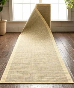 Well Woven Moroccan Odin Custom Size Indoor/Outdoor Runner Solid & Striped Yellow 31 Inch Width X Choose Your Length Hallway Flat-Weave Runner Rug