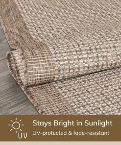 Well Woven Odin Solid & Striped Border Indoor Outdoor Ivory Flatweave Rug