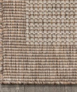 Well Woven Odin Solid & Striped Border Indoor Outdoor Ivory Flatweave Rug