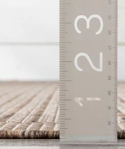 Well Woven Odin Solid & Striped Border Indoor Outdoor Ivory Flatweave Rug