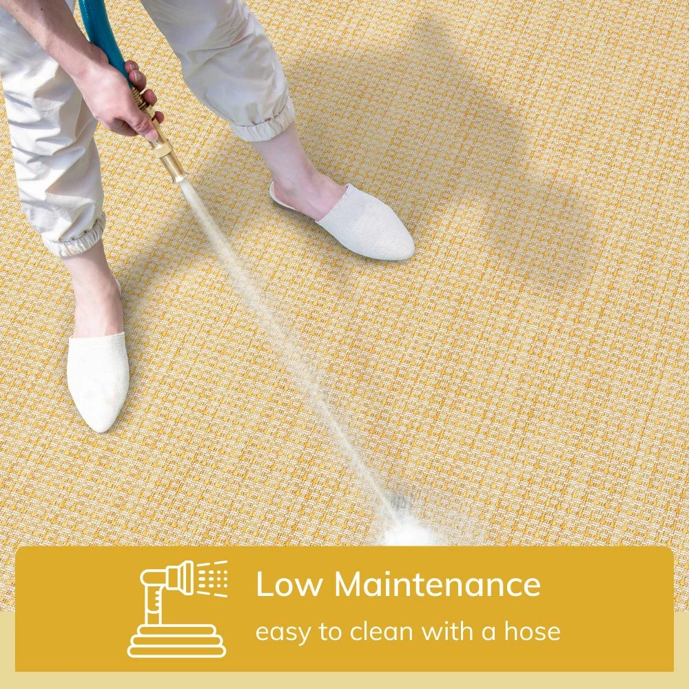 Well Woven Odin Solid & Striped Border Indoor Outdoor Yellow Flatweave Rug 2 Well Woven Odin Solid & Striped Border Indoor Outdoor Yellow Flatweave Rug