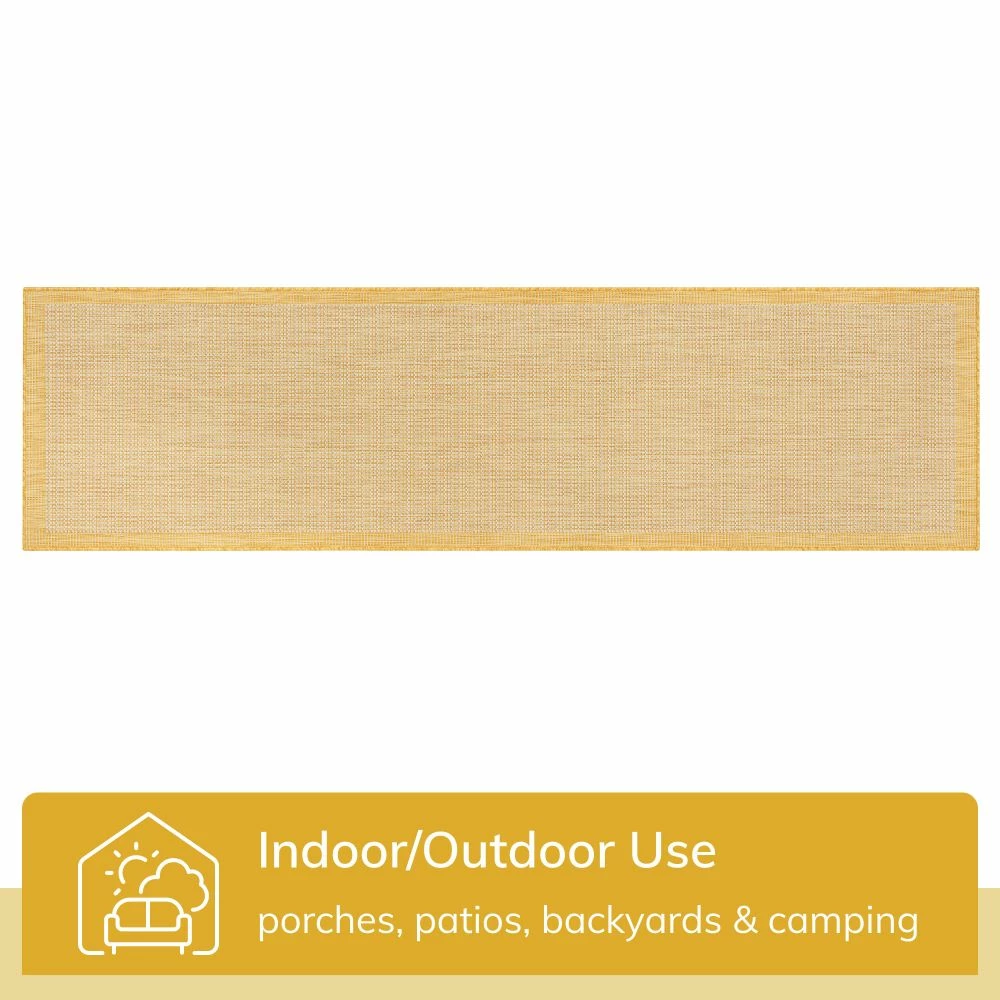 Well Woven Odin Solid & Striped Border Indoor Outdoor Yellow Flatweave Rug 12 Well Woven Odin Solid & Striped Border Indoor Outdoor Yellow Flatweave Rug