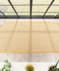 Well Woven Odin Solid & Striped Border Indoor Outdoor Yellow Flatweave Rug 27 Well Woven Odin Solid & Striped Border Indoor Outdoor Yellow Flatweave Rug