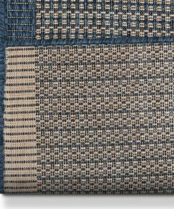 Well Woven Moroccan Odin Custom Size Indoor/Outdoor Runner Solid & Striped Blue 31 Inch Width X Choose Your Length Hallway Flat-Weave Runner Rug