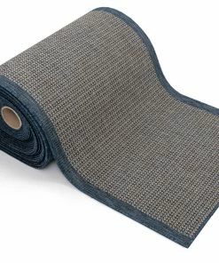 Well Woven Moroccan Odin Custom Size Indoor/Outdoor Runner Solid & Striped Blue 31 Inch Width X Choose Your Length Hallway Flat-Weave Runner Rug