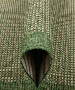 Well Woven Odin Solid & Striped Border Indoor Outdoor Green Flatweave Rug
