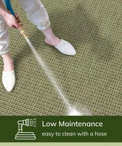 Well Woven Odin Solid & Striped Border Indoor Outdoor Green Flatweave Rug