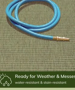 Well Woven Odin Solid & Striped Border Indoor Outdoor Green Flatweave Rug