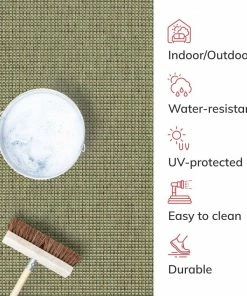 Well Woven Odin Solid & Striped Border Indoor Outdoor Green Flatweave Rug