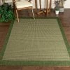 Well Woven Odin Solid & Striped Border Indoor Outdoor Green Flatweave Rug