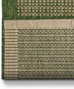 Well Woven Odin Custom Size Indoor/Outdoor Runner Solid & Striped Green 31 Inch Width X Choose Your Length Hallway Flat-Weave Runner Rug Moroccan