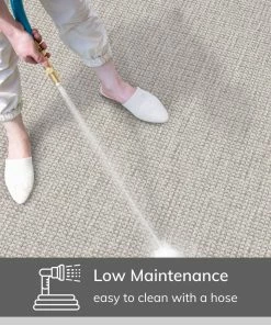 Well Woven Odin Solid & Striped Border Indoor Outdoor Grey Ivory Flatweave Rug