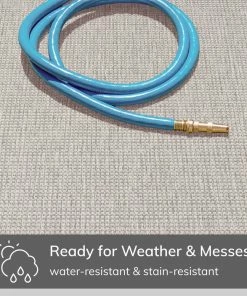 Well Woven Odin Solid & Striped Border Indoor Outdoor Grey Ivory Flatweave Rug