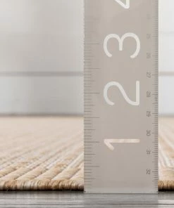 Well Woven Odin Solid & Striped Border Indoor Outdoor Taupe Flatweave Rug