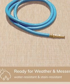 Well Woven Odin Solid & Striped Border Indoor Outdoor Taupe Flatweave Rug