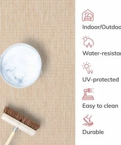 Well Woven Odin Solid & Striped Border Indoor Outdoor Taupe Flatweave Rug