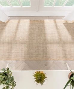 Well Woven Odin Solid & Striped Border Indoor Outdoor Taupe Flatweave Rug
