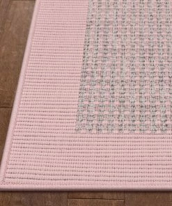 Well Woven Odin Solid & Striped Border Indoor Outdoor Blush Flatweave Rug