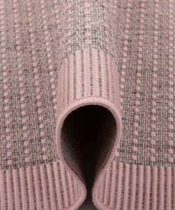 Well Woven Odin Solid & Striped Border Indoor Outdoor Blush Flatweave Rug