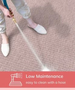 Well Woven Odin Solid & Striped Border Indoor Outdoor Blush Flatweave Rug