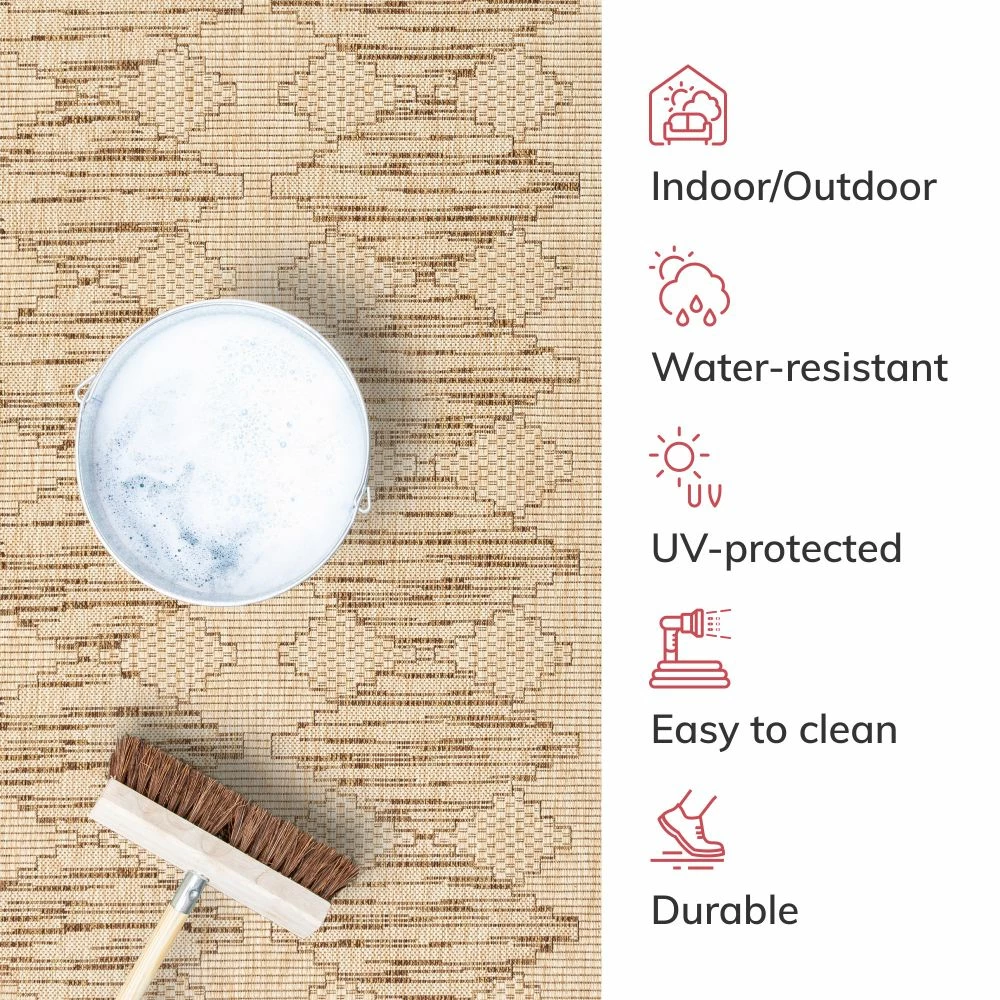 Well Woven Vidar Trellis Diamond Pattern Indoor Outdoor Beige Flatweave Rug 6 Well Woven Vidar Trellis Diamond Pattern Indoor Outdoor Beige Flatweave Rug