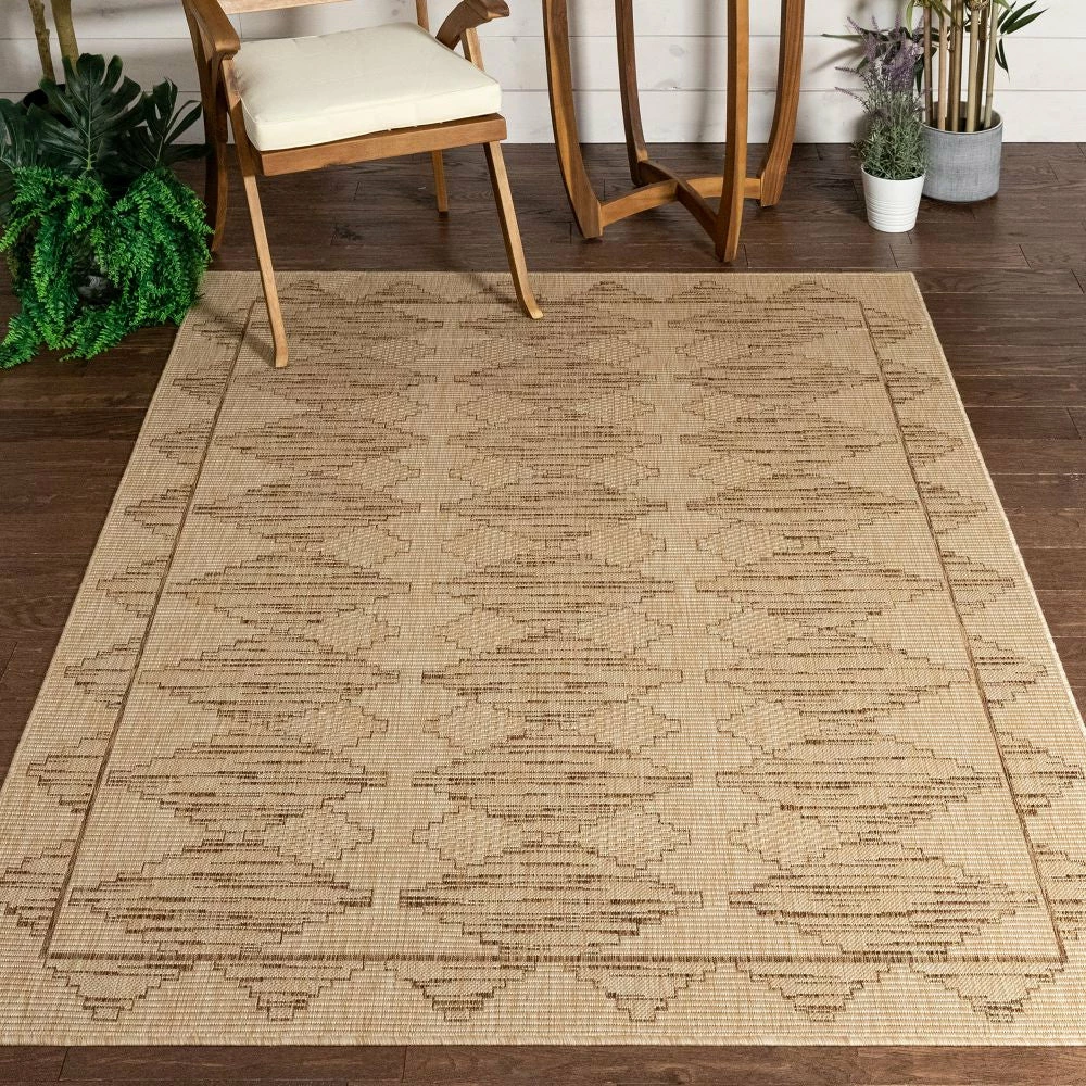 Well Woven Vidar Trellis Diamond Pattern Indoor Outdoor Beige Flatweave Rug 1 Well Woven Vidar Trellis Diamond Pattern Indoor Outdoor Beige Flatweave Rug