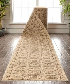 Well Woven Moroccan Vidar Custom Size Indoor/Outdoor Runner Trellis Diamond Pattern Beige 31 Inch Width X Choose Your Length Hallway Flat-Weave Runner Rug