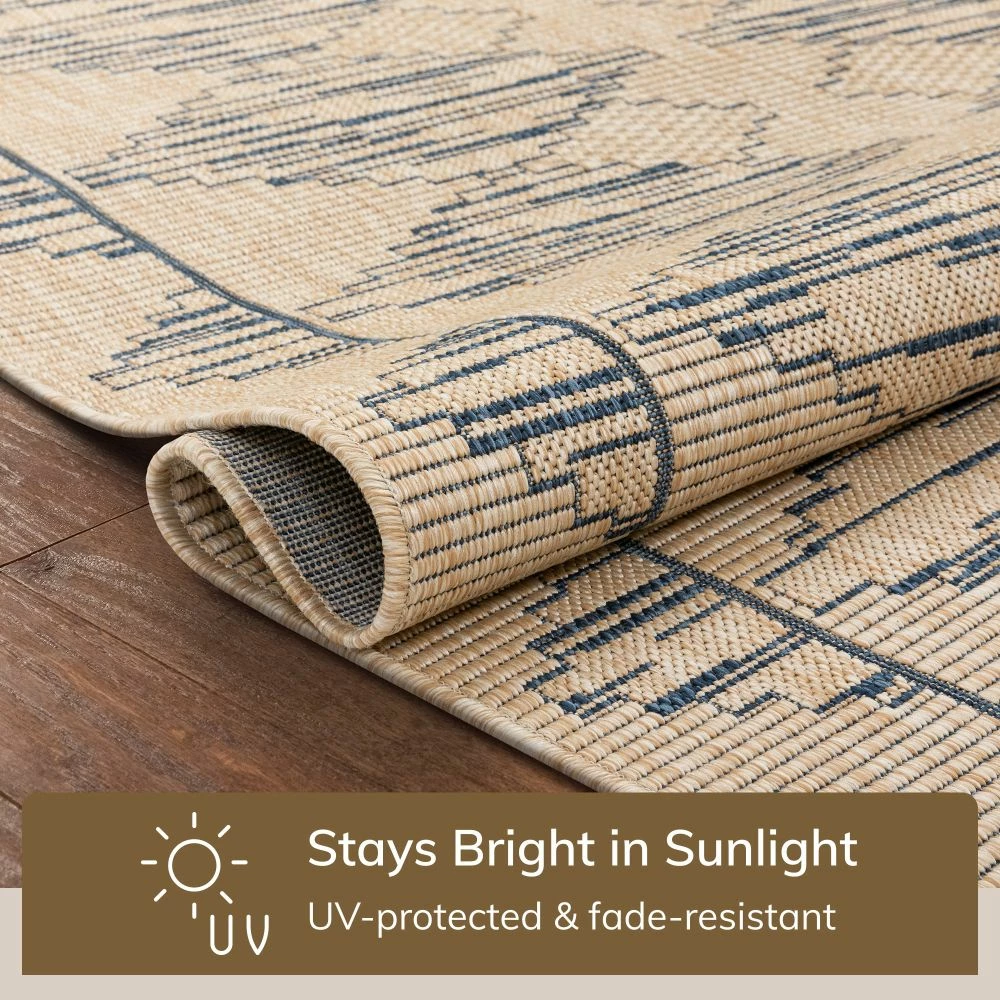 Well Woven Vidar Trellis Diamond Pattern Indoor Outdoor Blue Beige Flatweave Rug 5 Well Woven Vidar Trellis Diamond Pattern Indoor Outdoor Blue Beige Flatweave Rug