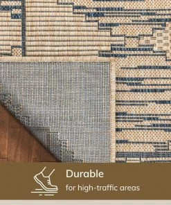Well Woven Vidar Trellis Diamond Pattern Indoor Outdoor Blue Beige Flatweave Rug 20 Well Woven Vidar Trellis Diamond Pattern Indoor Outdoor Blue Beige Flatweave Rug
