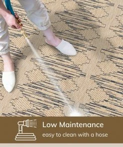 Well Woven Vidar Trellis Diamond Pattern Indoor Outdoor Blue Beige Flatweave Rug