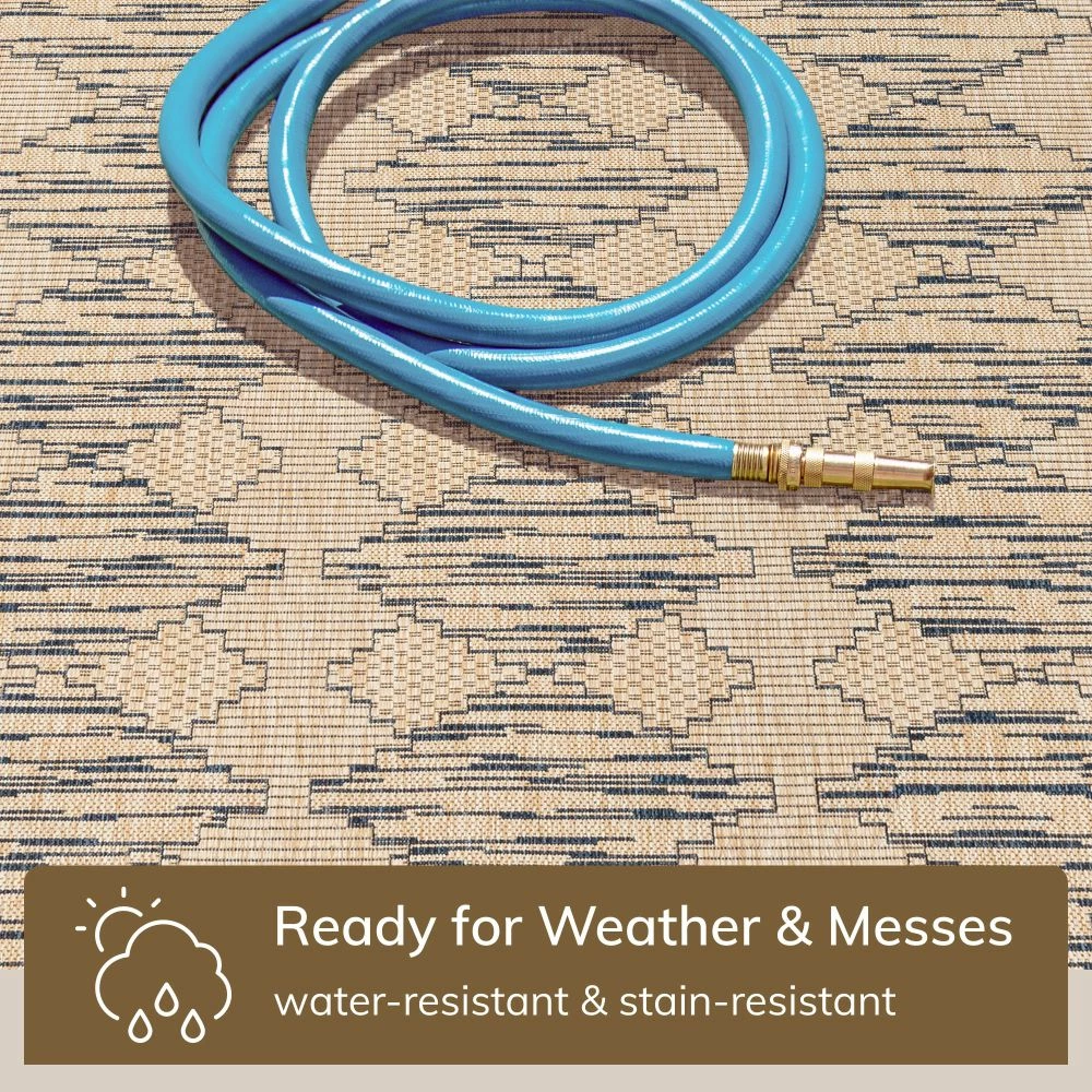 Well Woven Vidar Trellis Diamond Pattern Indoor Outdoor Blue Beige Flatweave Rug 3 Well Woven Vidar Trellis Diamond Pattern Indoor Outdoor Blue Beige Flatweave Rug