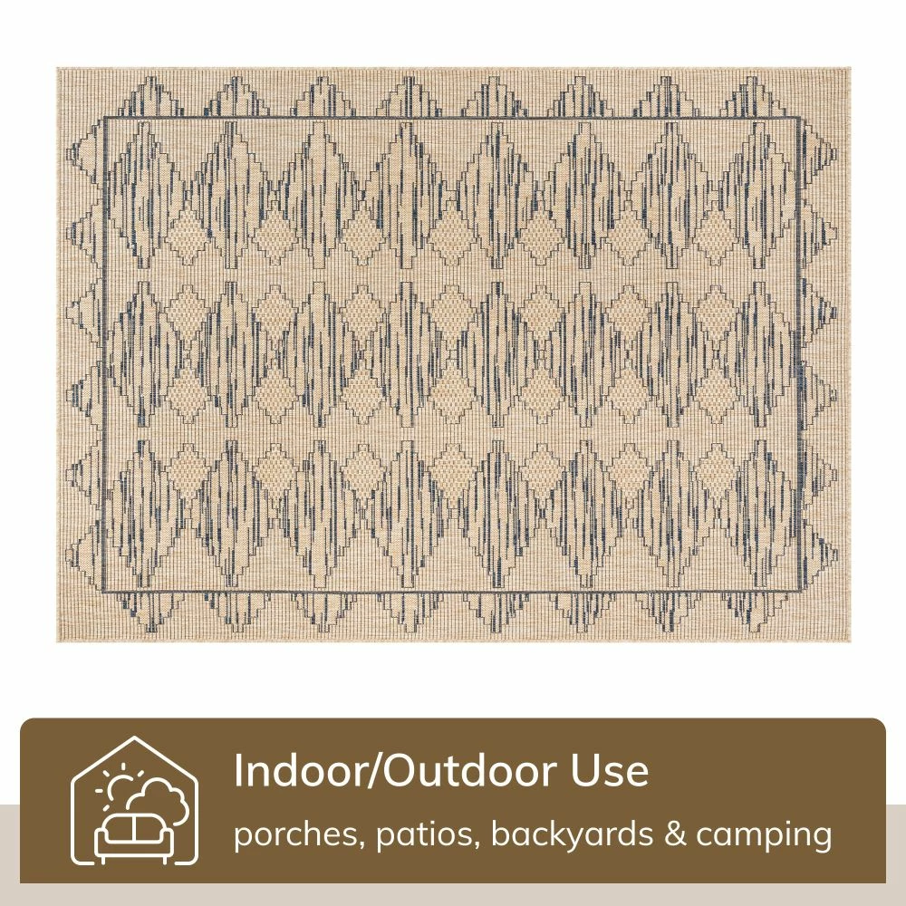 Well Woven Vidar Trellis Diamond Pattern Indoor Outdoor Blue Beige Flatweave Rug 4 Well Woven Vidar Trellis Diamond Pattern Indoor Outdoor Blue Beige Flatweave Rug